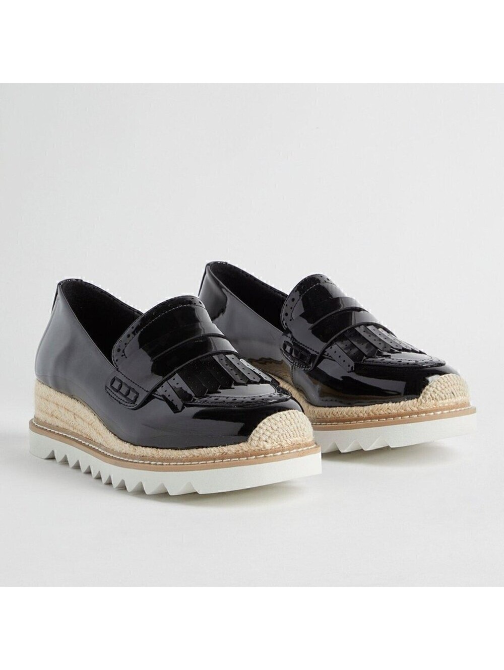 Torrid Black Patent Espadrille Oxford Loafers Shoes 9 WW